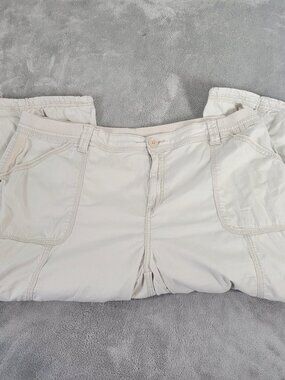 Style & Co 20W Cargo Capri Pants Beige Elastic Waist Stretch Pockets Crop D2E